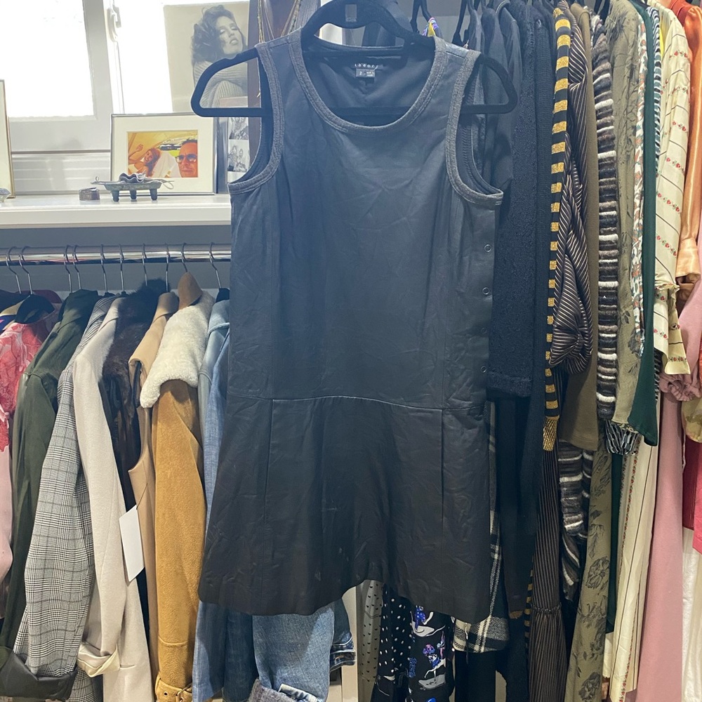 Black Leather Mini Theory Dress